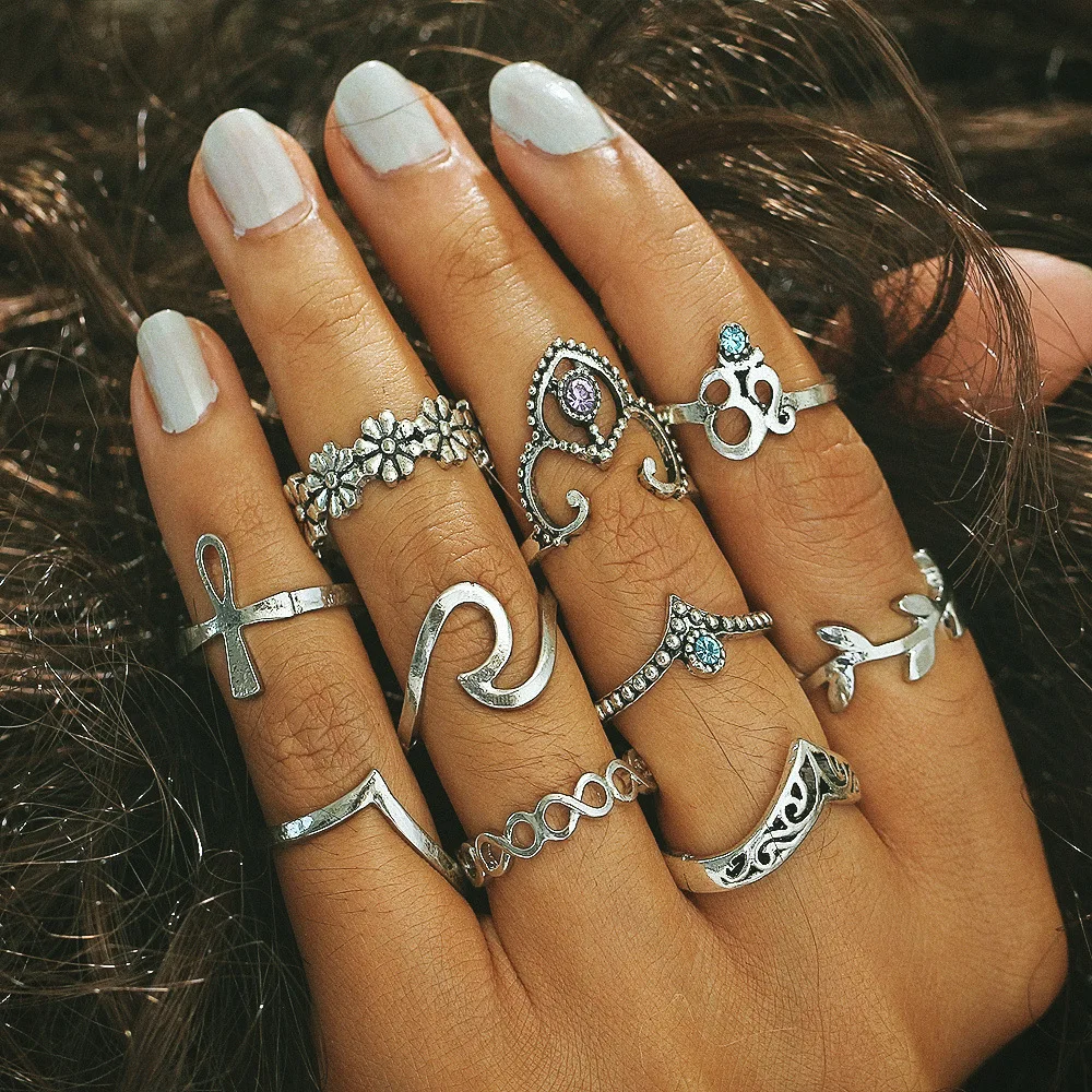Набор Колец средней длины в стиле Бохо 10 шт./компл.|knuckle rings for women|midi ringknuckle ring |