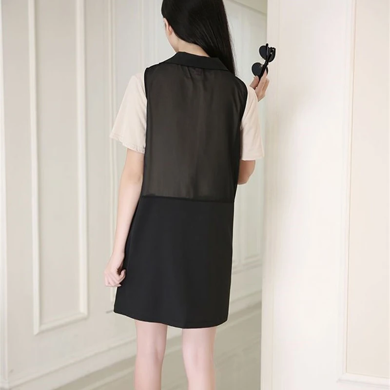 Женский Длинный Шифоновый пиджак тонкий элегантный офисный жилет без рукавов