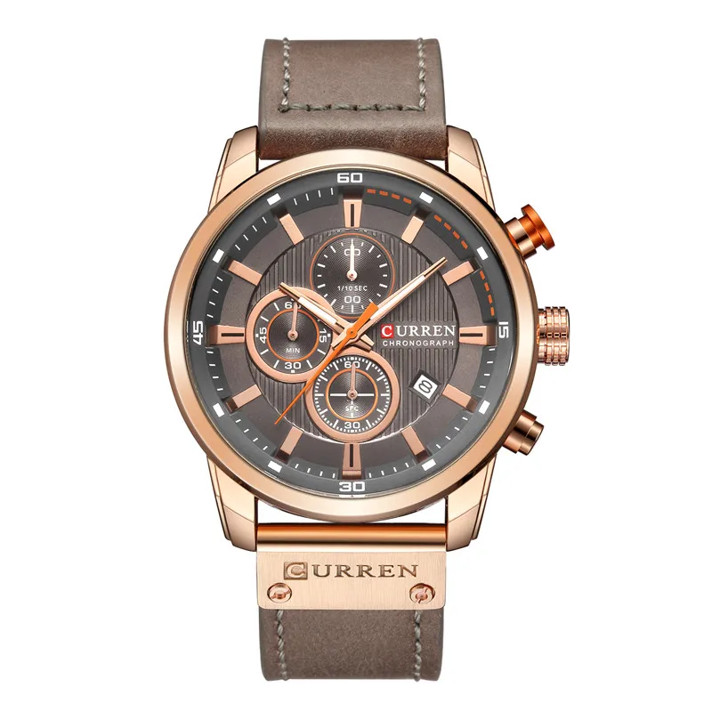 CU829105 without box Curren Мужские спортивные наручные часы лучший бренд Роскошный хронограф мужские военные армейские часы из натуральной кожи, для мужчин часы Relogio Masculino 8291 - Цвет: CU829105 without box