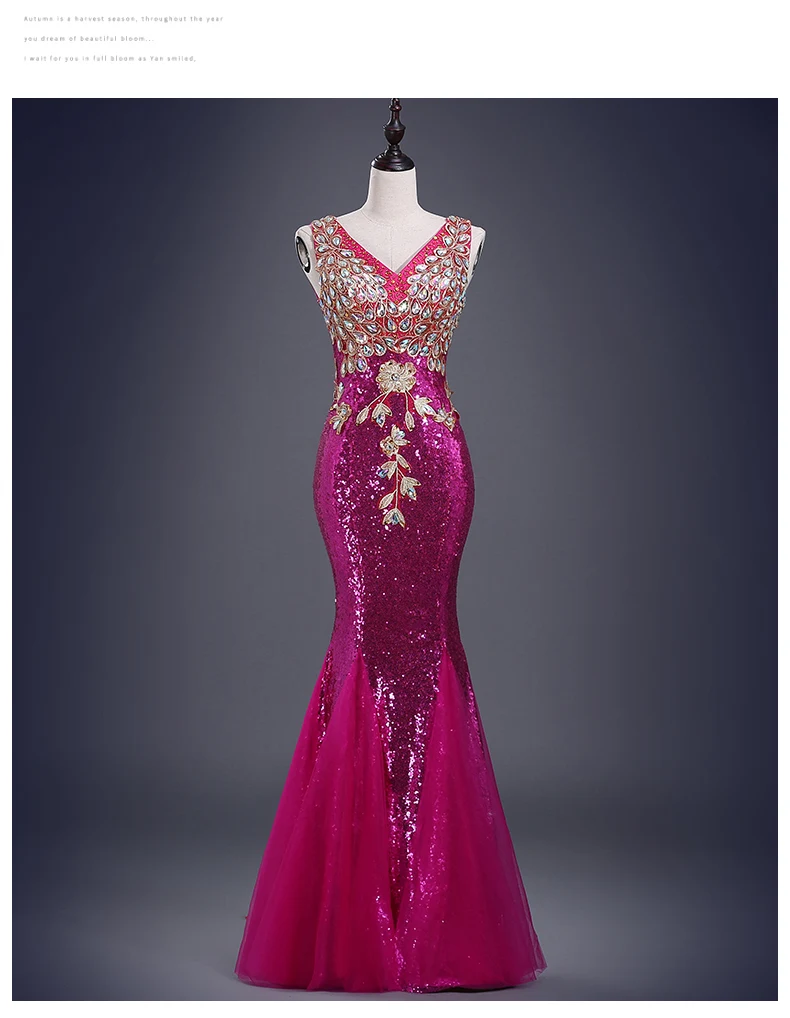Robe de soiree, кружевное длинное светоотражающее платье с v-образным вырезом, расшитое бисером и блестками, вечерние платья в стиле русалки, праздничное платье для выпускного вечера