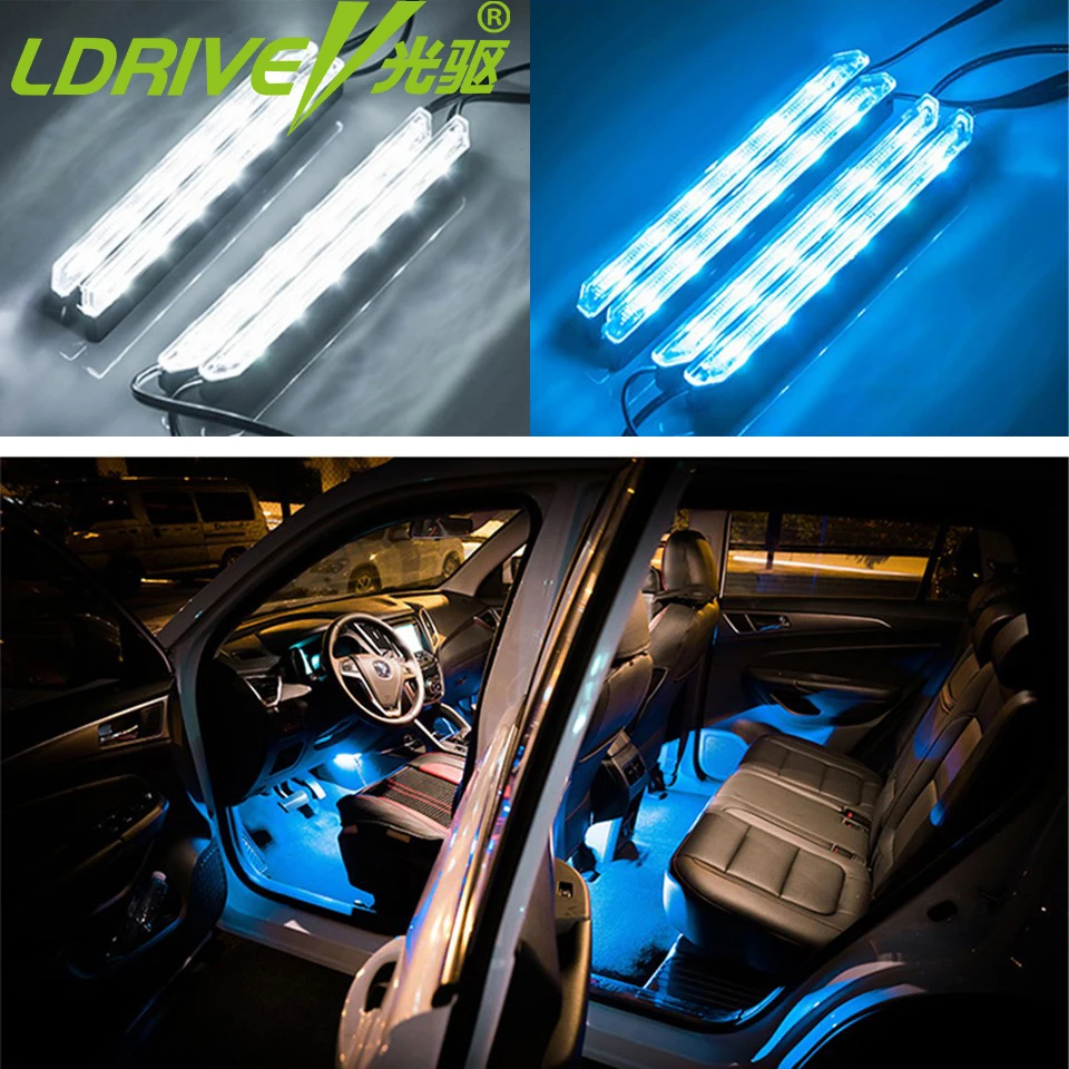 LDRIVE 4 шт./лот автомобильный Стайлинг Светодиодная лента освещение для ног