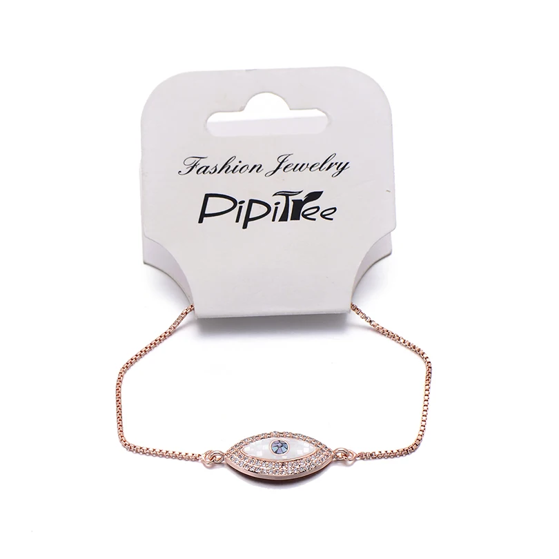 Pipitree Роскошный натуральный корпус браслет evil eye микро ювелирные изделия из циркона Регулируемая цепочка из розового золота цветные браслеты для женщин и мужчин