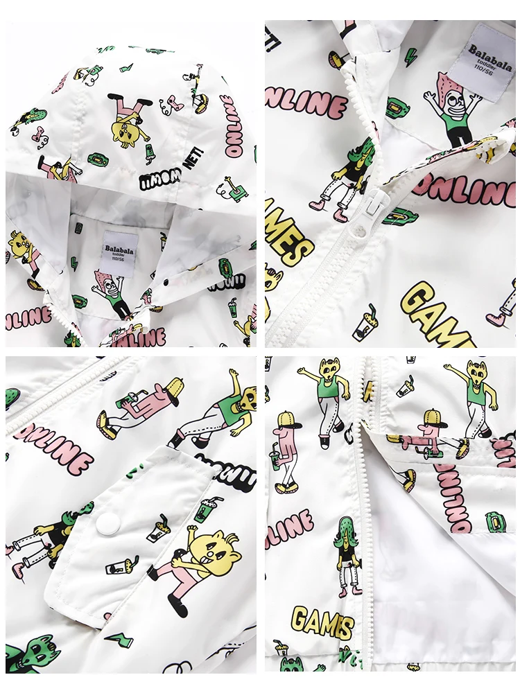 Balabala/Детская толстовка с капюшоном и принтом на молнии для мальчиков Детская