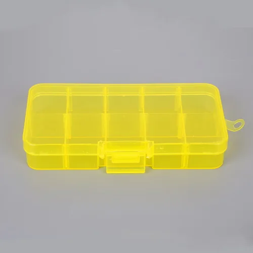 Yellow 1 шт. 10 слотов DIY Регулируемый Органайзер коробка 7 цветов прозрачный цвет Splittable пластиковые ящики для хранения для мелких предметов - Цвет: Yellow