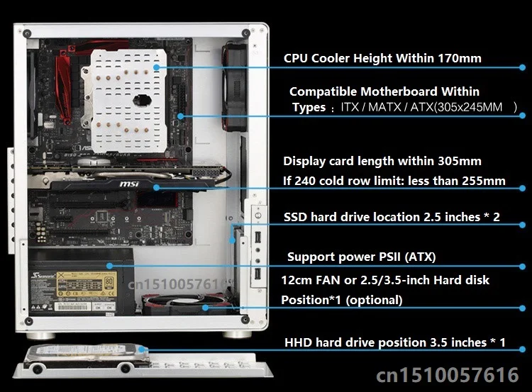 JONSBO U5 ATX шасси(все алюминиевый корпус/Поддержка 240 холодного ряда/Задняя линия/длинная графика/двухстороннее стекло сбоку через