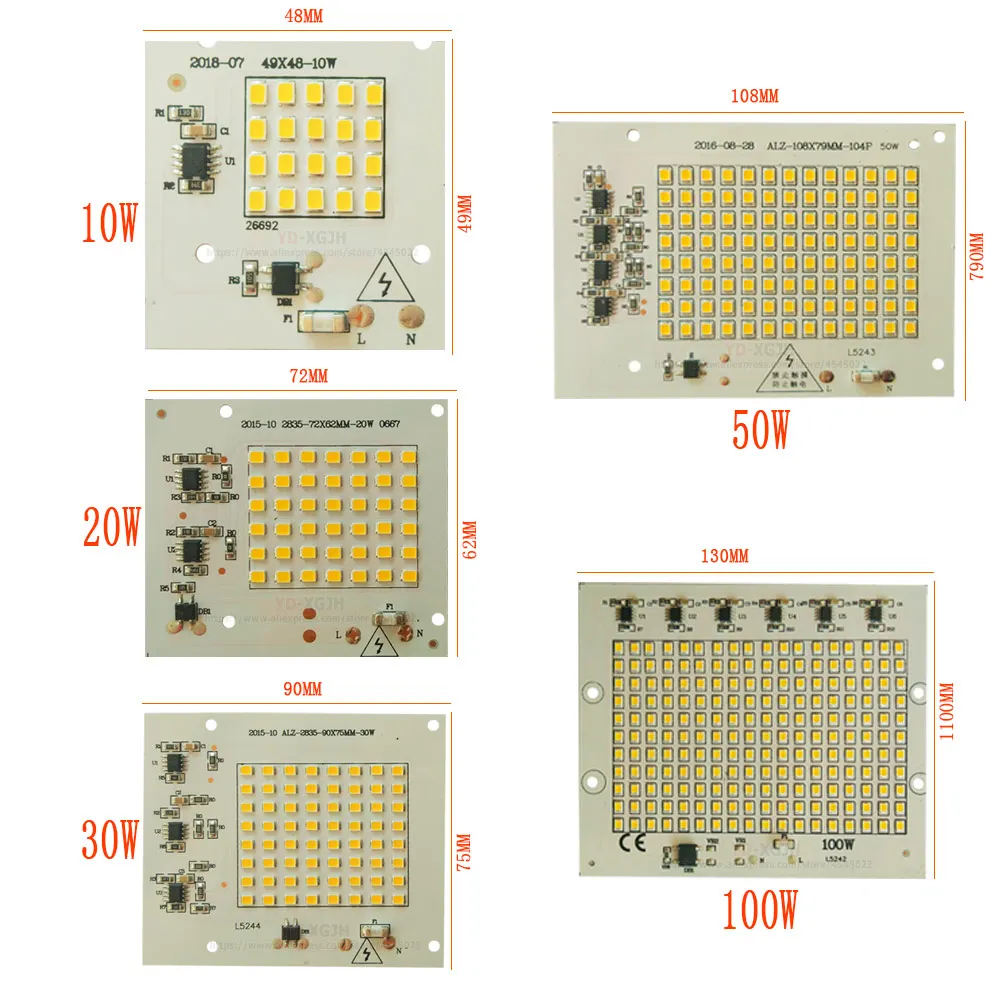 Smart IC не нужны лампы питания SMD2835 чип бусины вход 10 Вт 20 30 50 100 теплый белый сделай