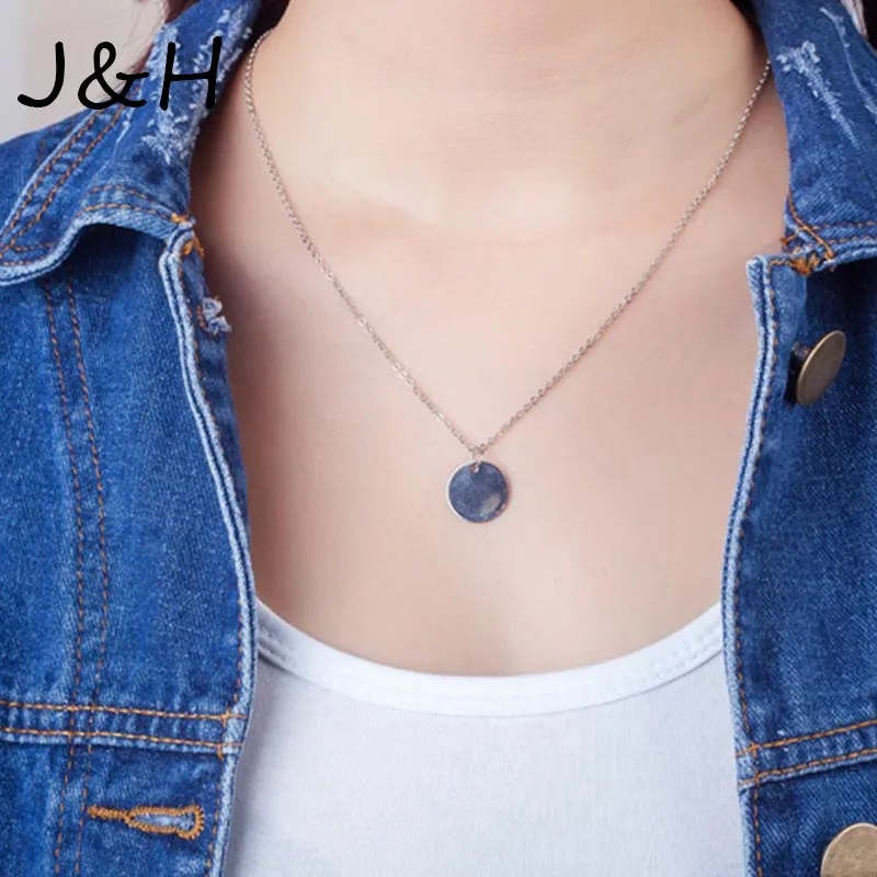 Простая маленькая круглая металлическая медаль золотое ожерелье чокер для