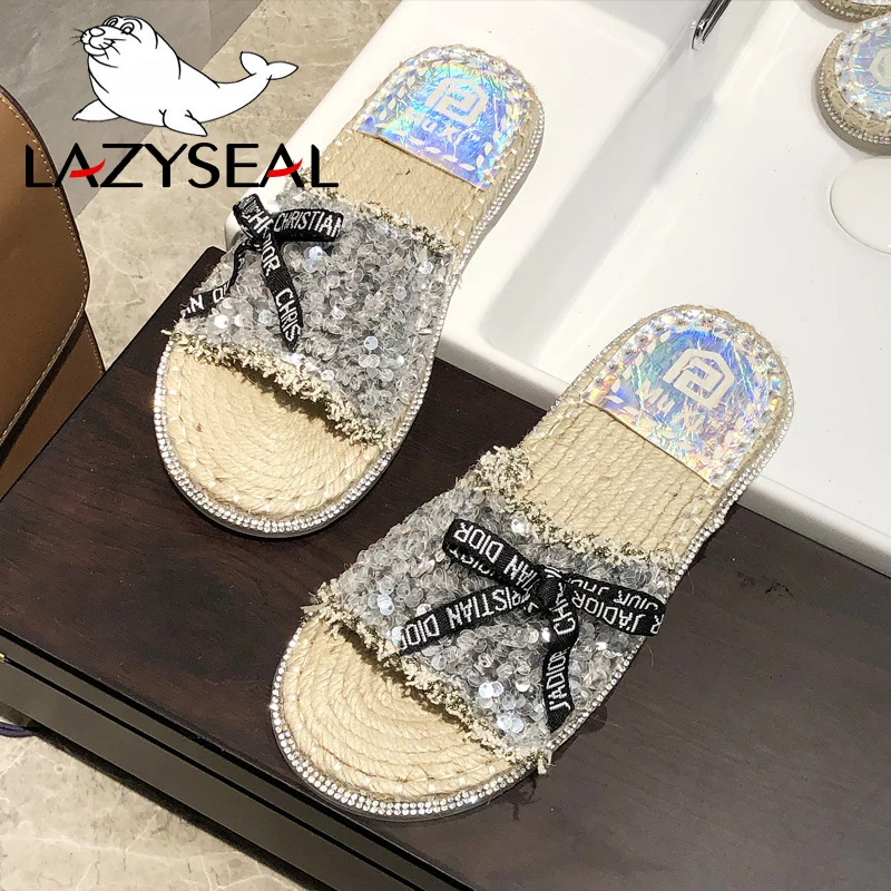 LazySeal/ г.; женская обувь; пляжные вьетнамки; обувь на плоской подошве; тапочки с тростником; женские мокасины; босоножки без задника; Buty Damskie
