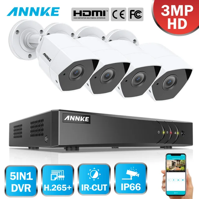 Камера видеонаблюдения ANNKE Full HD 8 каналов 5 в 1 3 Мп для домашнего использования