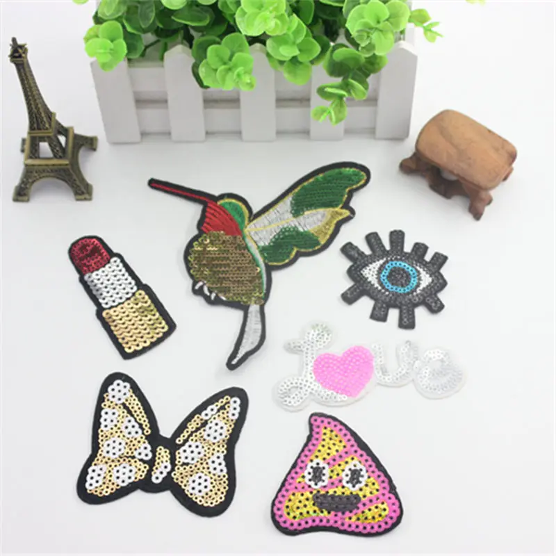 

NEW 6PCS Mixed Sequins Patches For Clothing Motif Applique Embroidered Sticker Iron On DIY Garment Kids Sewing Accessories