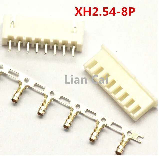 

50Set XH2.54 2.54mm 8Pin 8P 180degree Male Pin Header+Terminal+Female Housing XH2.54-8P Connector Kit