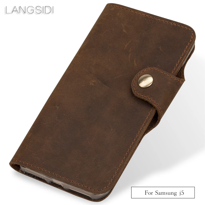 

Luxury brand phone case leather retro flip phone case For Samsung Galaxy j5 cell phone package All handmade custom