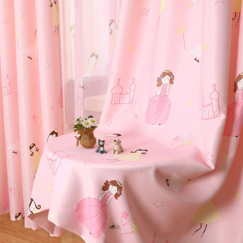 

[byetee] Children Curtain Cartoon Princess Pink Girls Baby Room Kids Blackout Curtains For Bedroom Window Curtain Drapes