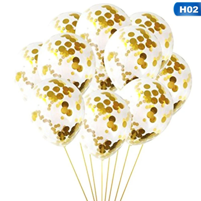 H02 15 шт. розовые/черные/золотые вечерние конфетти-шарики для свадьбы, украшения для детского душа с лентой - Цвет: H02
