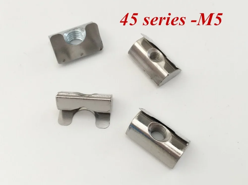 

100pcs/lot M5 Roll-in T Slot Nut with Spring Leaf Elastic Nut Block Auminum Accessories for 45 series Aluminum Profile