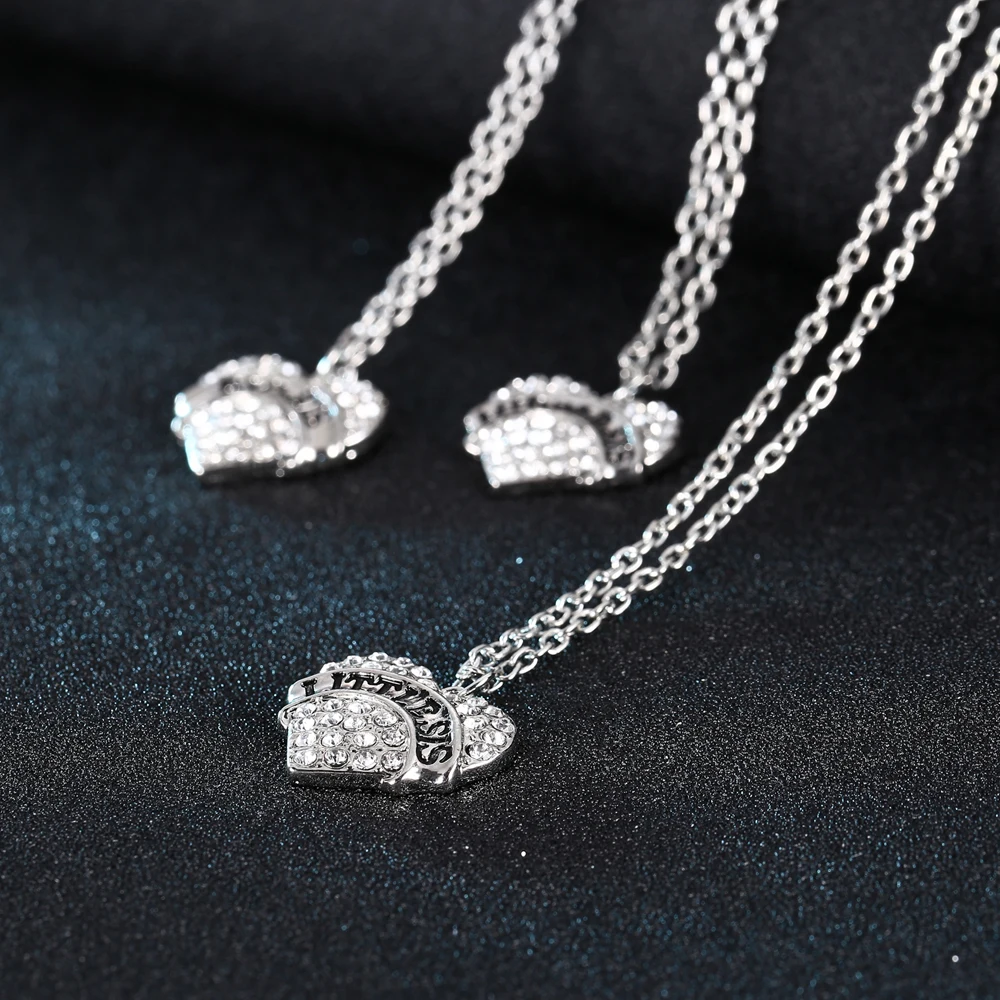 Ожерелье с подвеской в виде сердца из прозрачного кристалла 3 шт.|sister necklace|chain