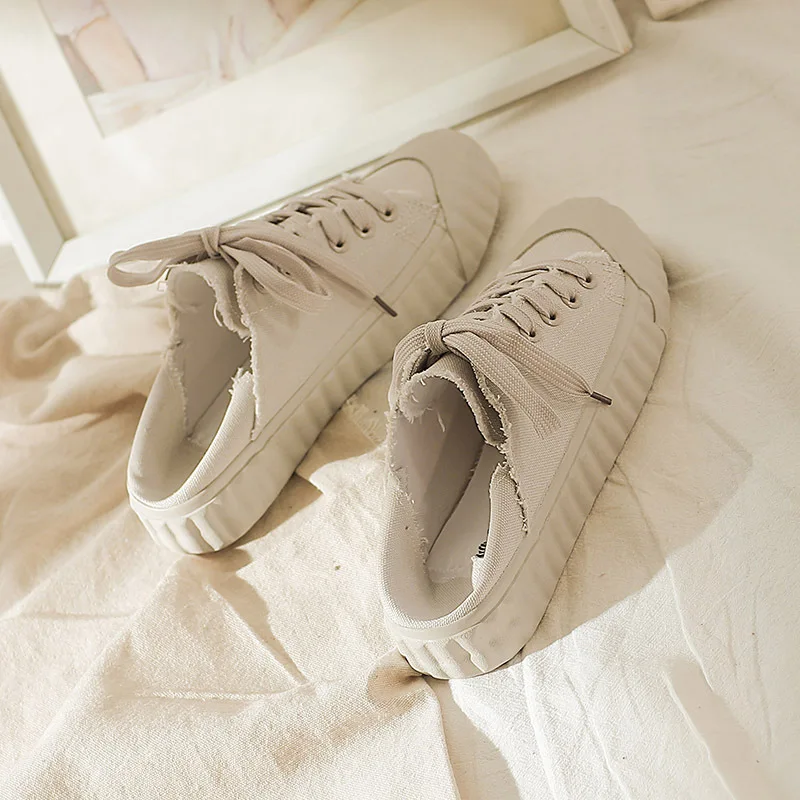 2019 г. Новая парусиновая Белая обувь в Корейском стиле однотонная для отдыха на