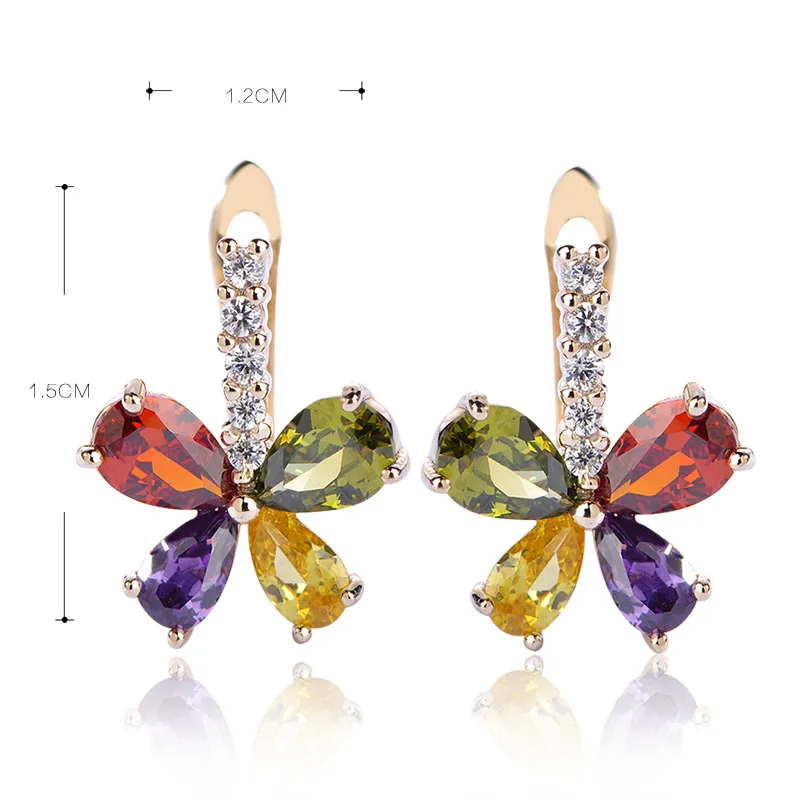 Женские вечерние серьги Blucome фиолетовые серьги-гвоздики золотого цвета с