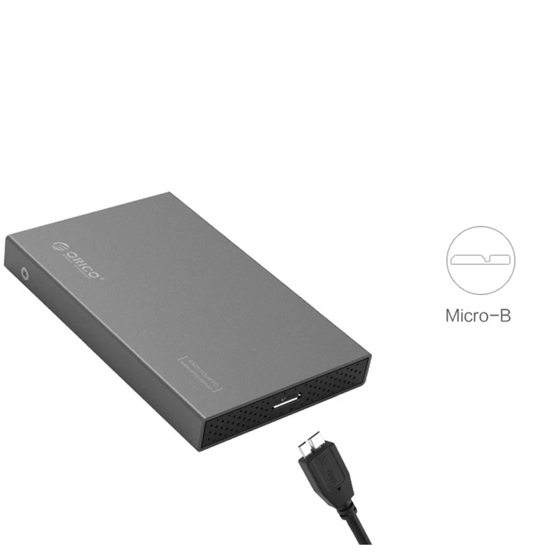 ORICO 2,5 SATA коробка для жесткого диска HDD жесткий диск SSD Внешний чехол USB3.0 5 Гбит/с Поддержка 7 мм и 9,5 мм, цвета: серый, серебряный 2518S3 Алюминий
