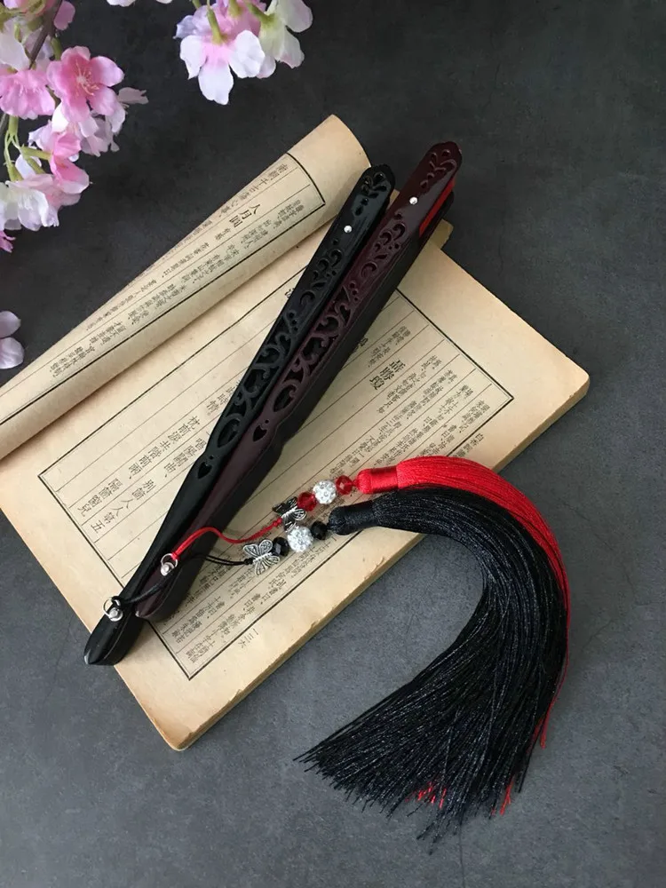 Ancient style red court carving craft fan Hollow out Bamboo Handle Folding Fan Antique Cooling Indoor Decoration Exquisite | Дом и сад