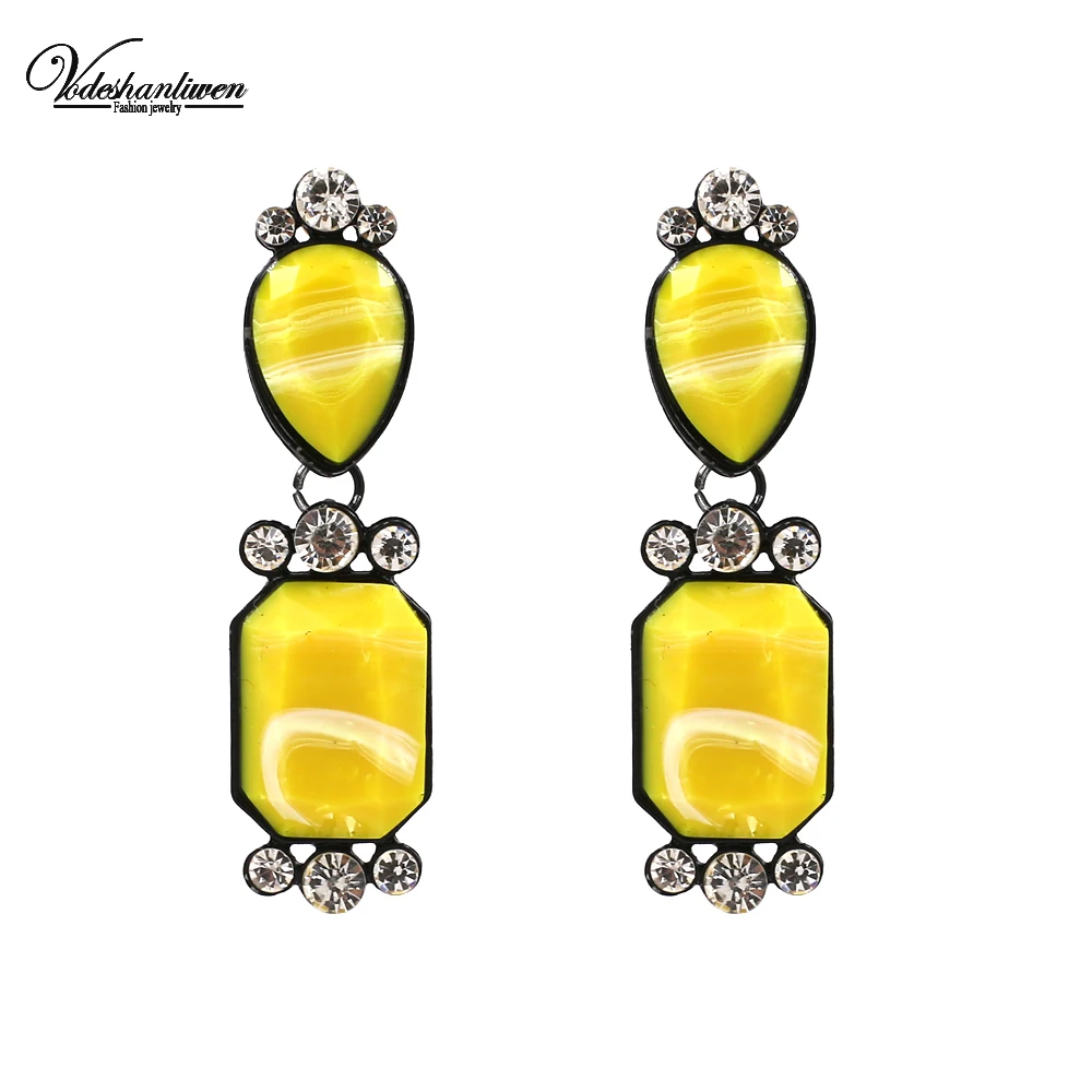 Vodeshanliwen New arrival Semi precious Stone Big Stud Earrings For Women 2018 Hot Sale ZA Statement Jewelry wholesale | Украшения и