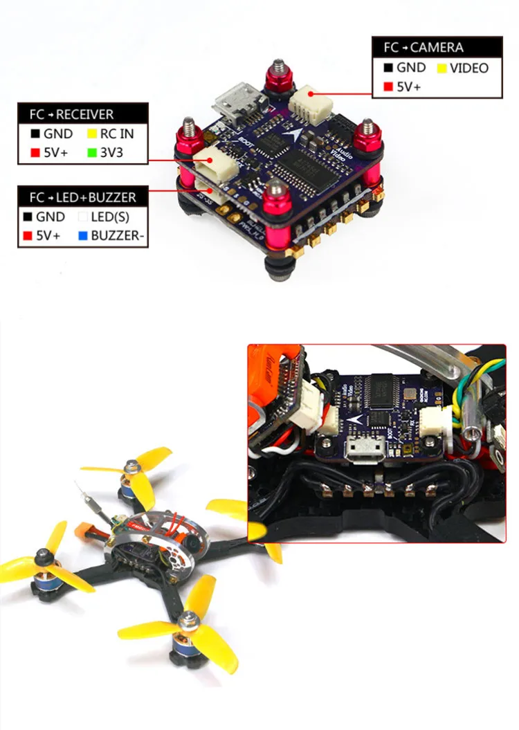 LDARC/Kingkong 20*20 мм 2 слоя KK Flytower 12A 20A BLheli_S ESC& BETAFLIGHT F4 Контроллер полета w/OSD для RC запчасть для мультикоптера