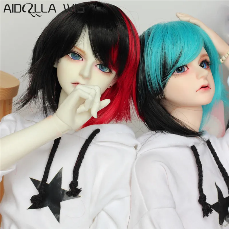Парики только! Парик для куклы bjd прямые синие красные Смешанные черные парики 1/3