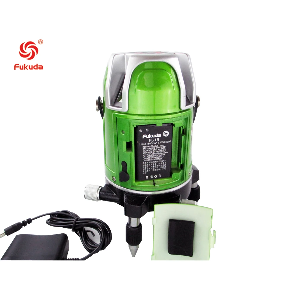 Лазерный уровень Fukuda Green 5 линий 1 точка 360 Поворотная Лазерная линия литий-ионный