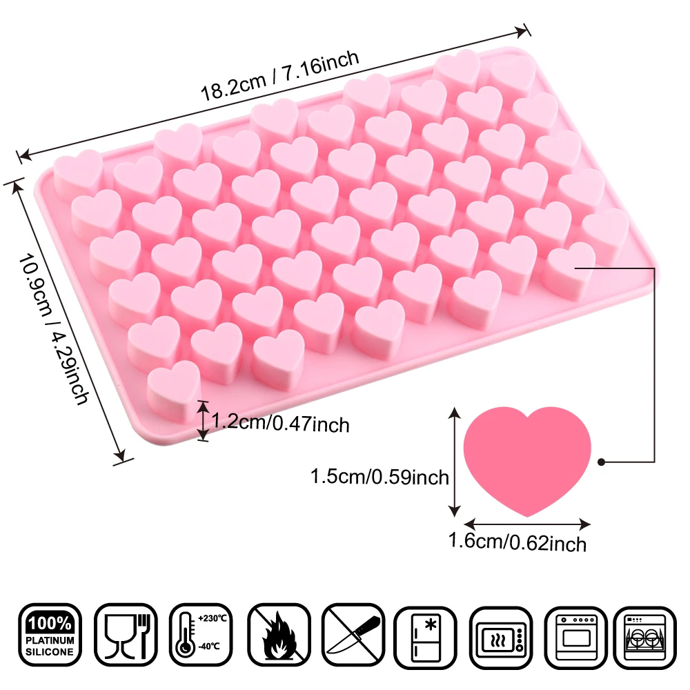 Силиконовая форма 55 отверстий 3D Маленькая для мыла в форме сердца выпечки