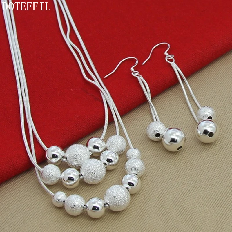 Женский комплект из колье и серёг DOTEFFIL стерлингового серебра 925 пробы с матовыми