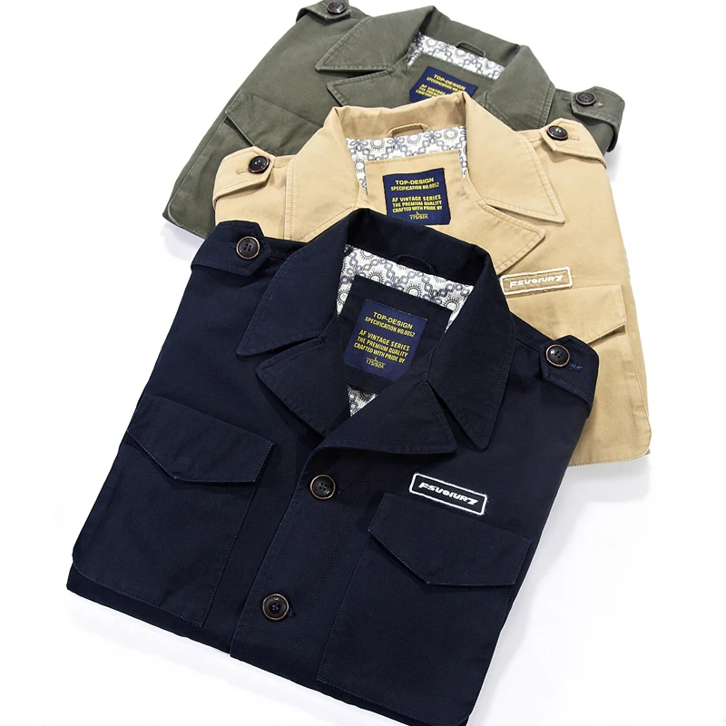 Демисезонный полета куртка Мужчины Кнопка Хлопок зеленый синий хаки Мужская Pocket