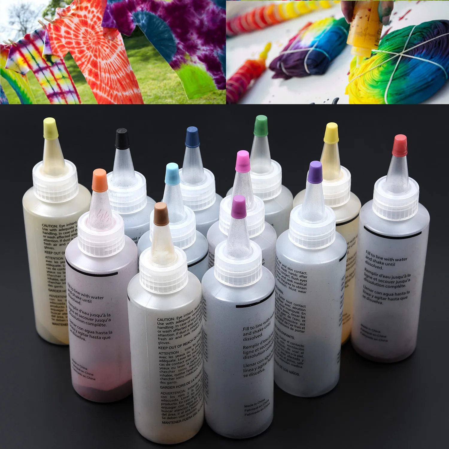 12 шт тюльпан один шаг Tie Dye Kit Яркая Ткань Текстиль Перманентная краска цвета для Solo проектов и семейных развлечений