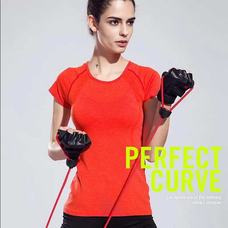 

Женская футболка для йоги, Спортивная быстросохнущая футболка с коротким рукавом, компрессионные колготки для спортзала, бега, фитнеса