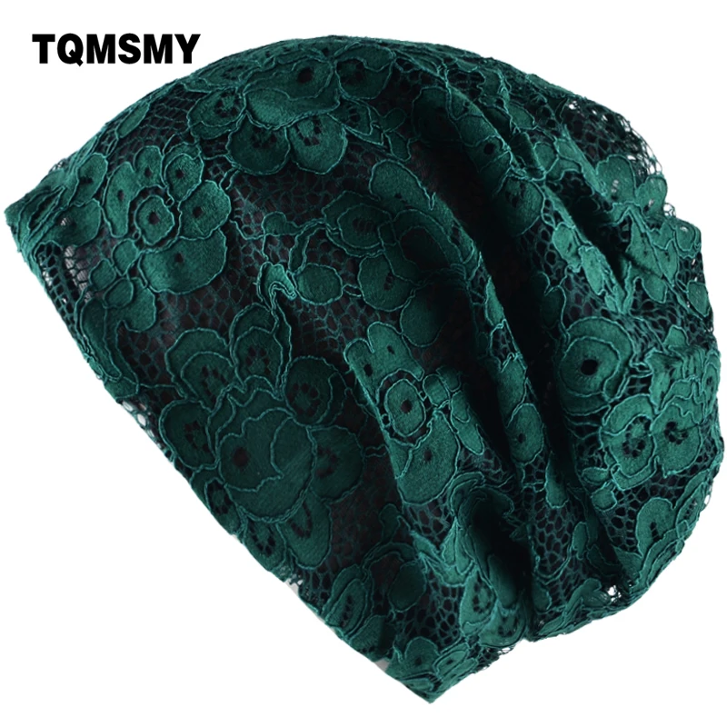 Женские шапочки для весны и осени TQMSMY кружевная шапка с цветком повседневная