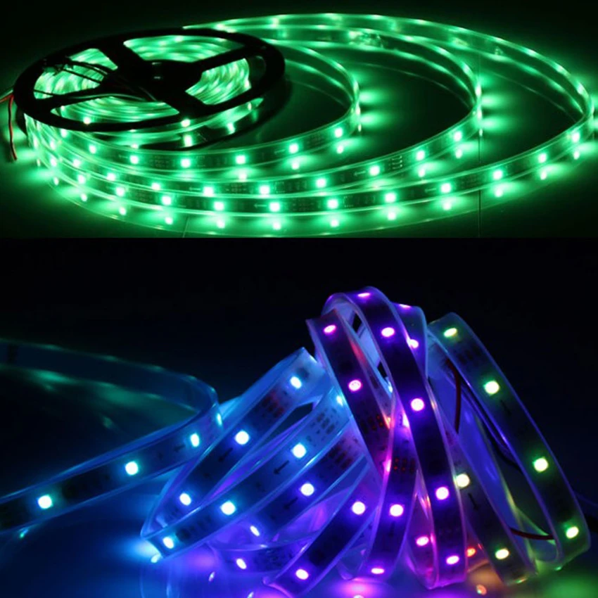Лучшая цена 1 м 5 Адресуемая WS2811 5050 полноцветная RGB светодиодная Пиксельная полоса
