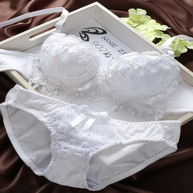 

Women Sexy Push Up Bra Set Girl Floral Lace Gather Underwire Lace Bra Set 2019