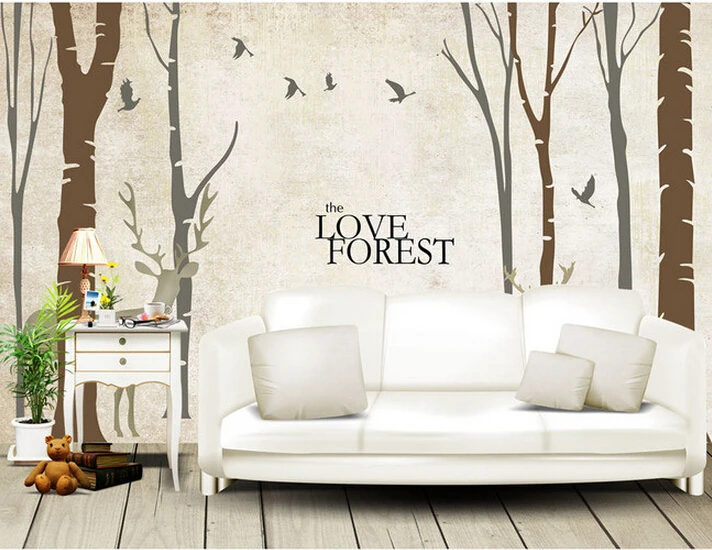 Винтажные обои на заказ абстрактные деревья лось птица фрески для гостиной