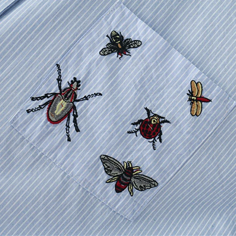 Nsz blusas feminina Для женщин насекомых вышивки блузка летняя рубашка короткий рукав