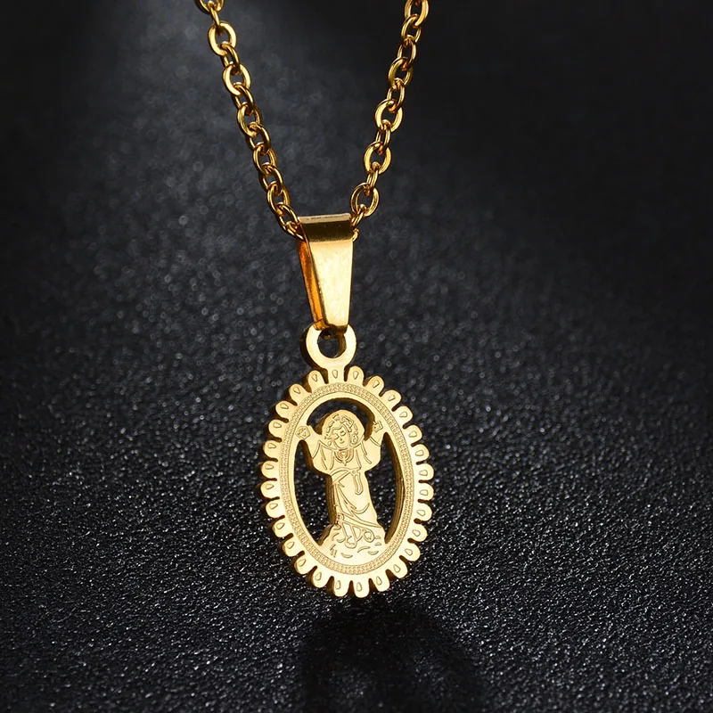 Женское ожерелье из нержавеющей стали круглое овальное в форме цветка