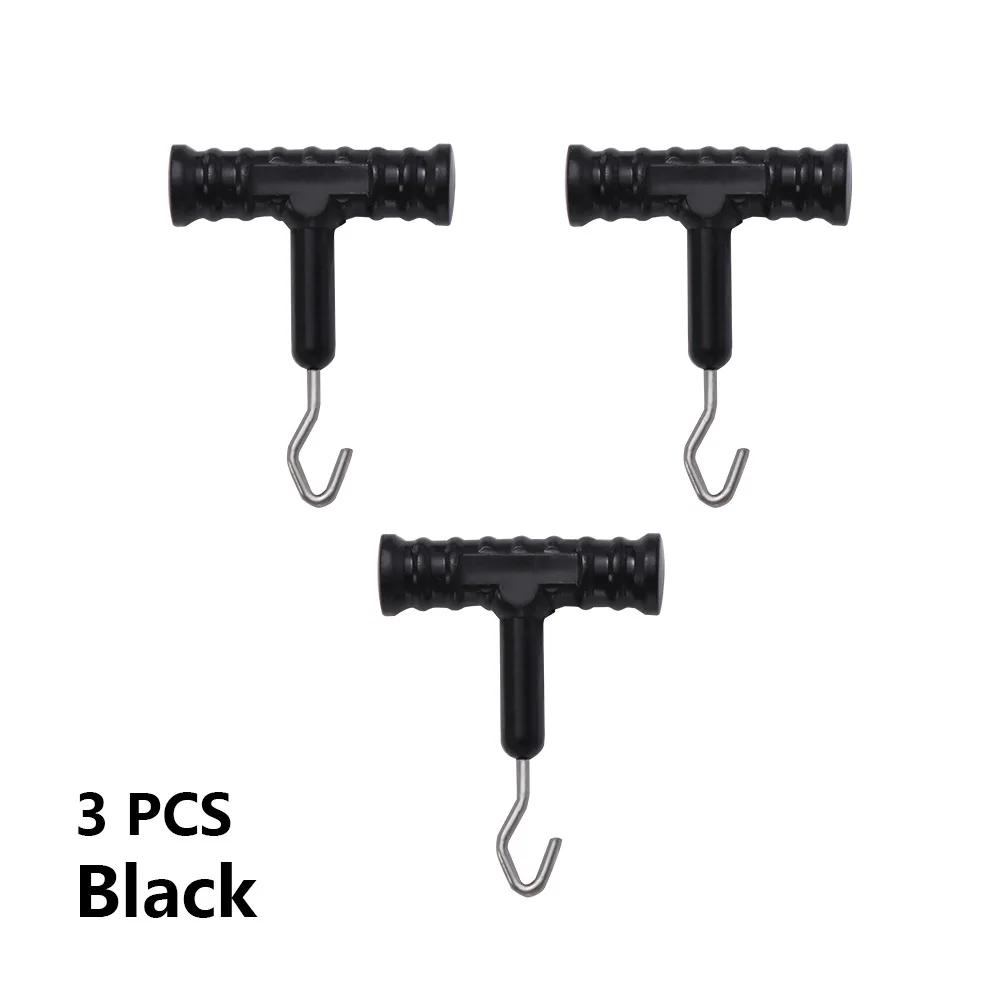 3PCS Black 3 шт. ABS Grip+ гладкие стержни из нержавеющей стали узел крючок для карпа устройство для вытягивания ручек Установка инструмент терминал рыболовные снасти аксессуары - Цвет: 3PCS Black