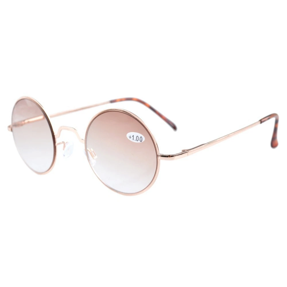 R1503 пружинные петли Eyekepper Круглые Солнцезащитные очки коричневые линзы/серые