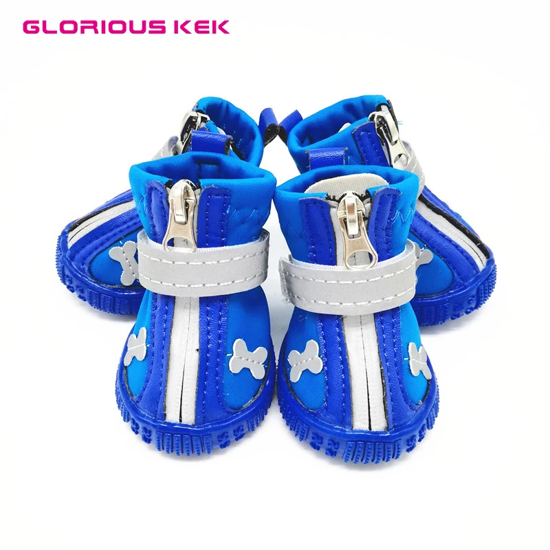 GLORIOUS KEK Waterproof Dog Shoes Autumn/Winter Pet Boots Reflective No-Slip for Small Dogs Fleece Liner Soft Sole | Дом и сад