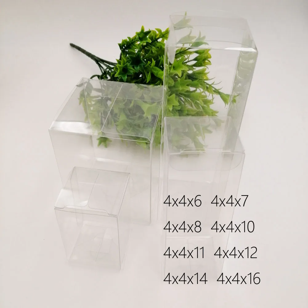 

50pcs 4x4xH Pvc Plastic Box Storage Transparent Boxes Jewelry Gift Box Wedding/Christmas/Candy/Party For Gift Packing Boxes Diy