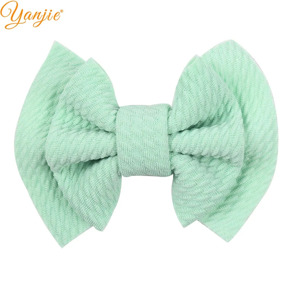ice mint 10 шт./лот 3,5 ''двухслойный вафельный бант для волос для девочек, детская повязка на голову, шикарные заколки для волос, горячая Распродажа, аксессуары для волос DIY - Цвет: ice mint
