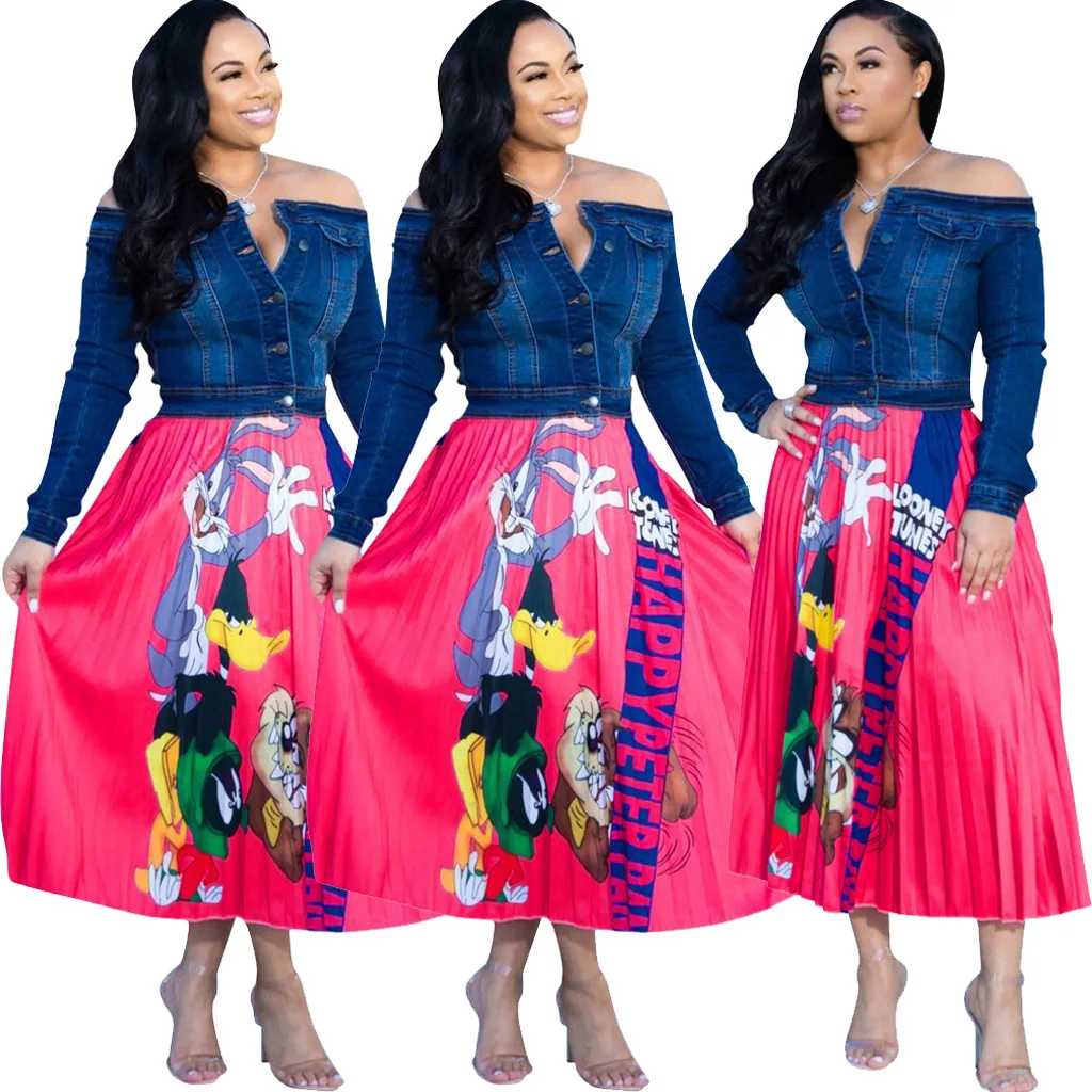 Женская винтажная плиссированная юбка до середины икры с принтом в виде