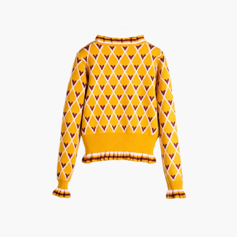 2020 Winter Sweet Plaid Women Knit Sweater Pullovers Runway Designer Ruffles Long Sleeve Female Christmas Jumper Clothes | Женская