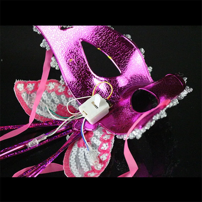 Womens LED Light Flashing Glow Butterfly Mask Venetian Mard Gras Masquerade Masks Party Wedding Festival Cosplay Costume|Сверкающие