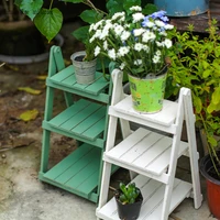 handmade foldable 2 tier vintage wooden flower stand