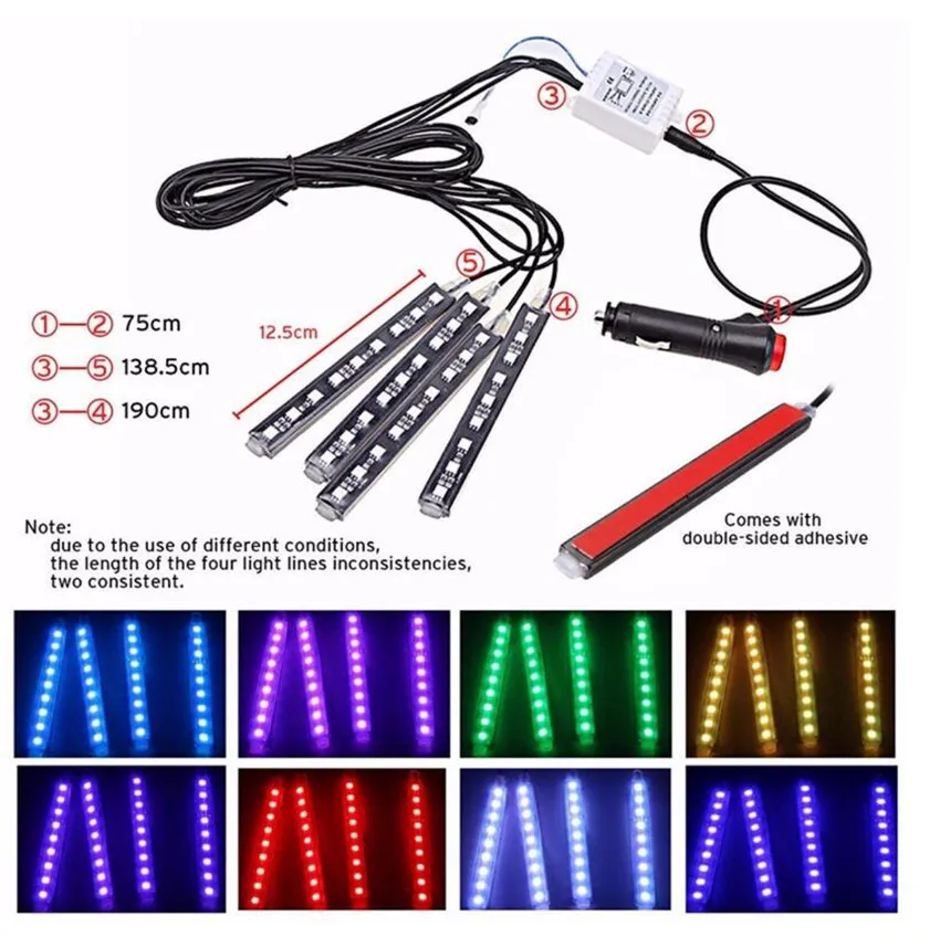 Автомобильная полихроматическая Светодиодная лента декоративная атмосферная