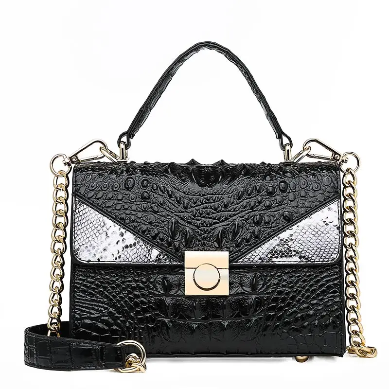 Black Bolsa Mujer сумки для женщин роскошные сумки черные женские сумки дизайнерские сумки из искусственной кожи крокодила сумка через плечо - Цвет: Black